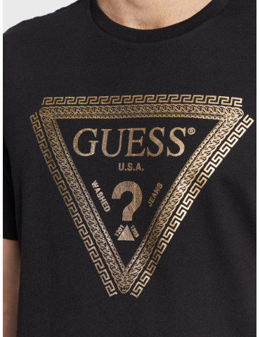 T-Shirt logo triangulaire plaquage - Guess
