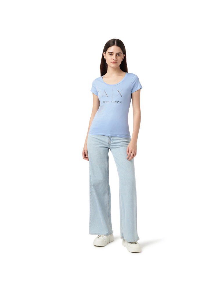 T-Shirt coton pima avec logo en strass - A/X