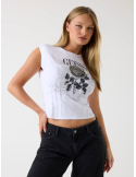 T-shirt court en velours - GUESS
