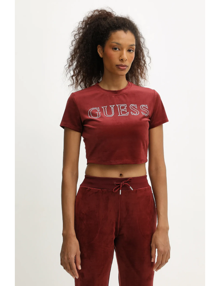 T-shirt court en velours - GUESS