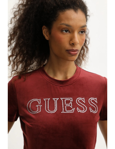 T-shirt court en velours - GUESS